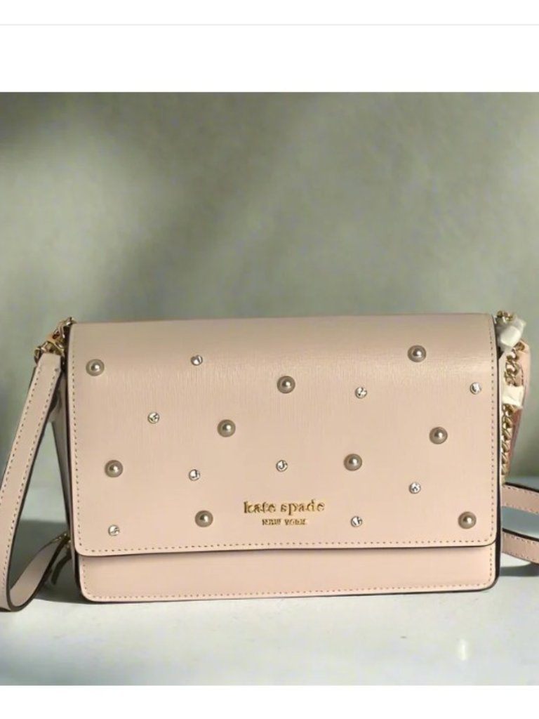 Kate Spade Bag, Pearl Clutch, Crystal Chain Bag, Pale Dogwood Bag, Flap Clutch,